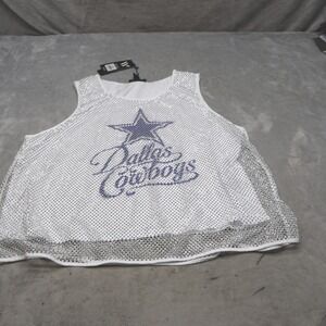 Dallas Cowboy Shirt Women 2XL The Wild Collective White Rhinestone Tank $120 NEW